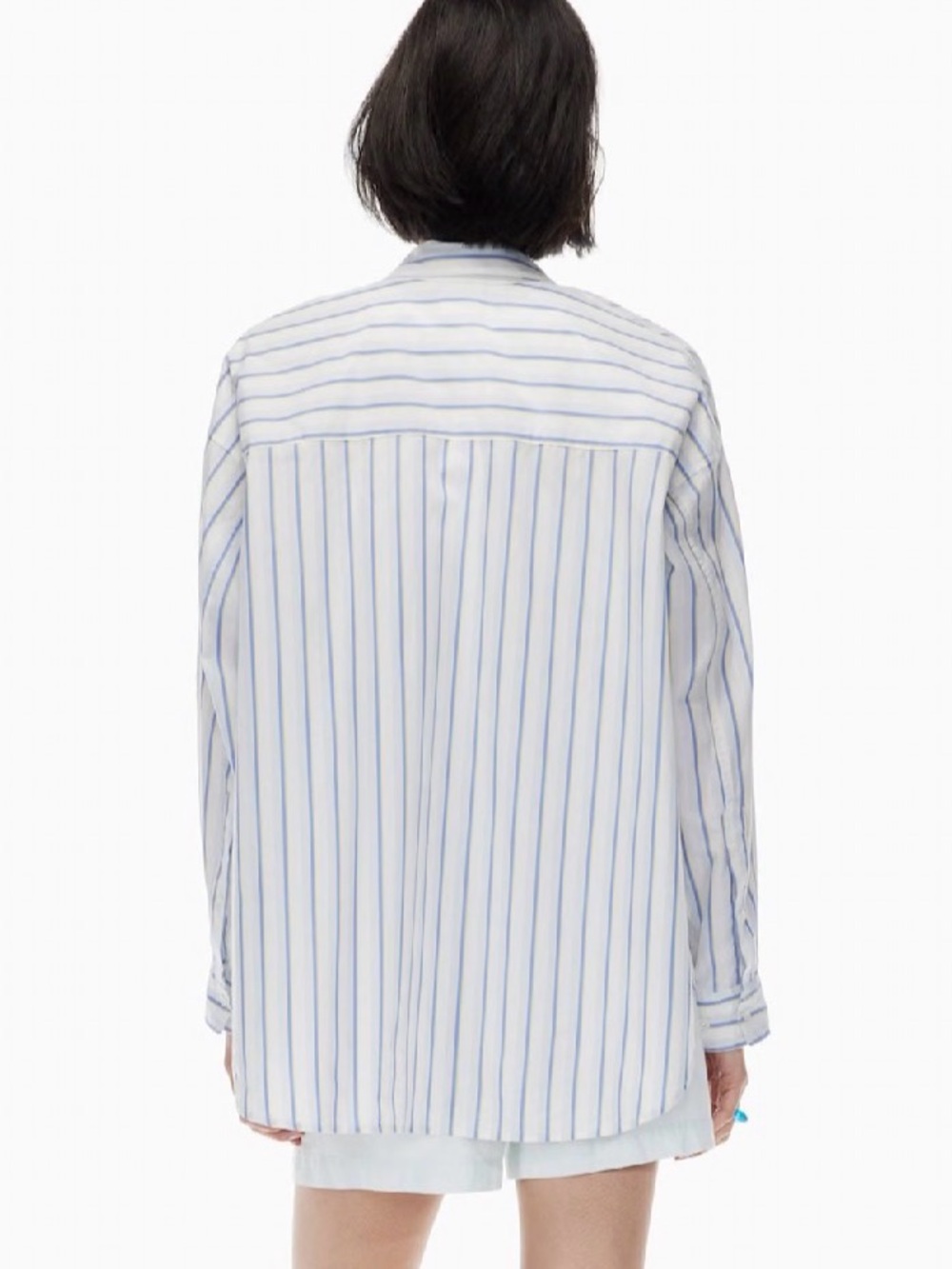 Aritzia WILFRED Free Relaxed Striped Poplin Button Down Shirt Size M - Picture 7 of 10
